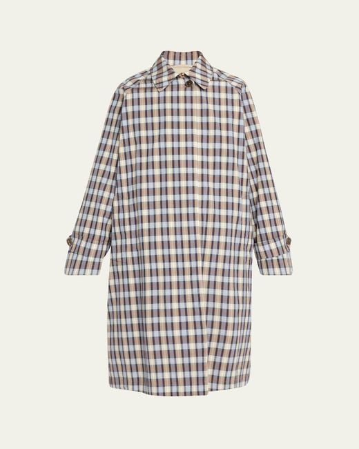The Row White Tavishina Check Long Coat