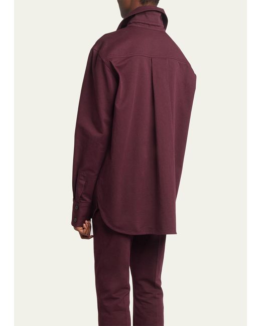 Saint Laurent Purple Button Down Two-pocket Cotton Drill Shirt
