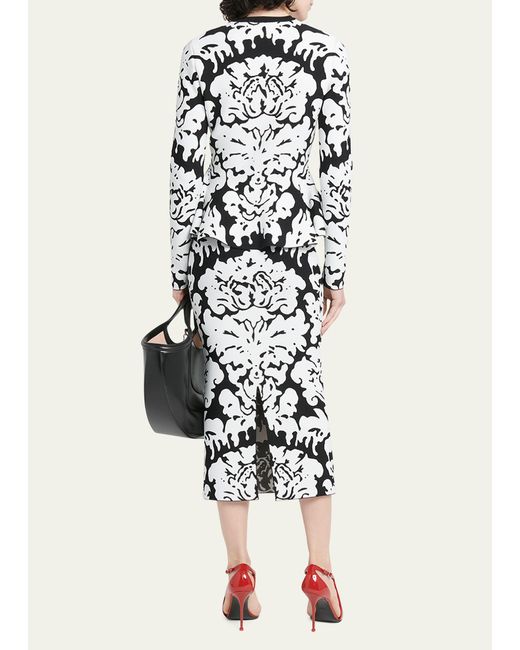 Alexander McQueen White Damask Jacqaurd Peplum Cardigan