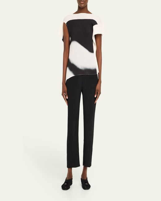 Issey Miyake Black Shadow Study Pleated Asymmetric Top