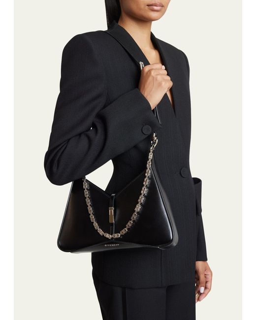 Givenchy White Small Cutout Zip Shoulder Bag In Leather