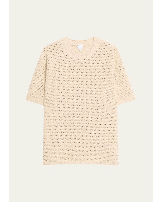 Bottega Veneta Natural Paper Textured Knit T-shirt for men