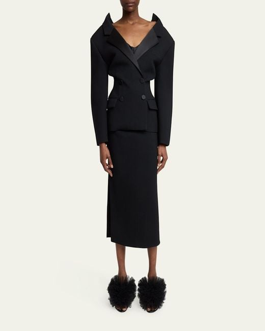 Givenchy Blue Off-The-Shoulder Double-Breasted Cocoon Jacket