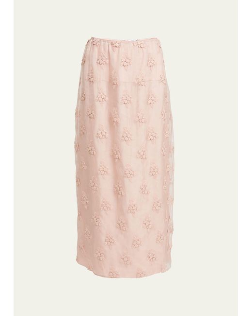 Erdem Pink Applique Maxi Slip Skirt