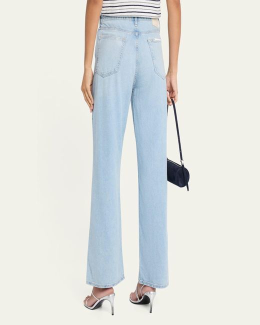 Rag & Bone Blue Featherweight Logan Mid-Rise Wide-Leg Jeans
