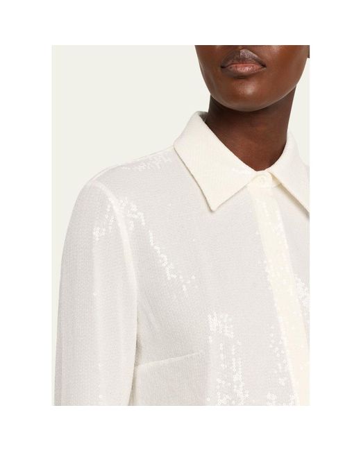 Michael Kors Natural Hansen Sequined Button-Down Shirt