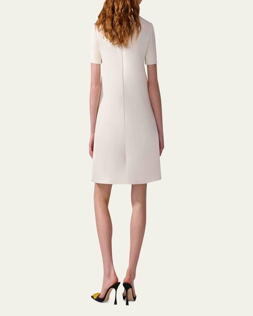 Carolina Herrera White Embellished Wool A-Line Shift Mini Dress