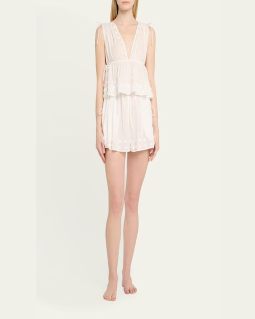 Ulla Johnson Natural Anya Plunge V-Neck Coverup Top