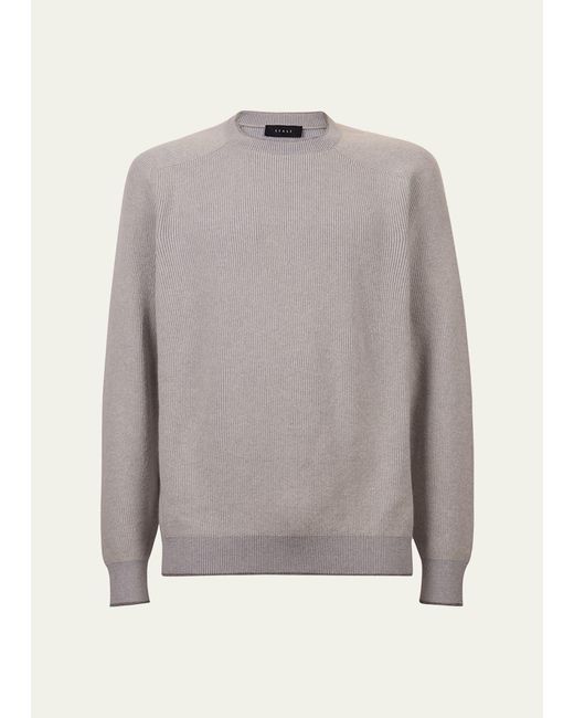 Sease Gray Vanise Dinghy Cashmere-cotton Ribbed Crewneck Sweater for men