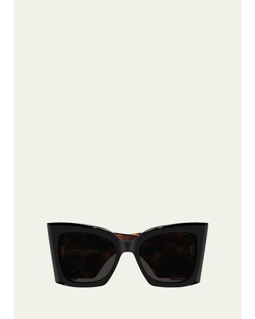 Saint Laurent Black Blaze Acetate Cat-eye Sunglasses