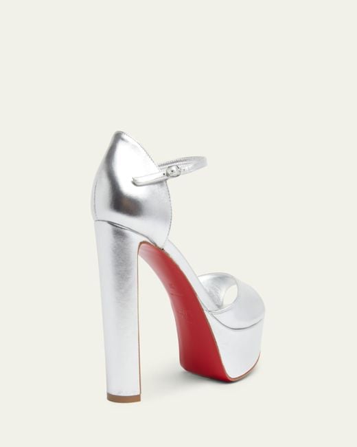 Christian Louboutin Natural 130Mm Sandaloo Metallic Platform Sandals