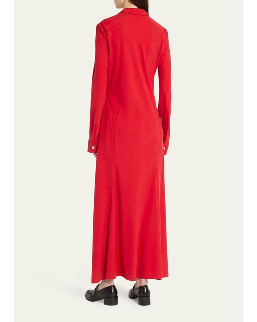 The Row Red Myra Button-front Shirtdress
