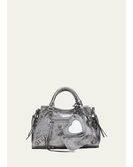 Balenciaga Natural Neo Cagole Xs Metallic Leather Top-handle Bag