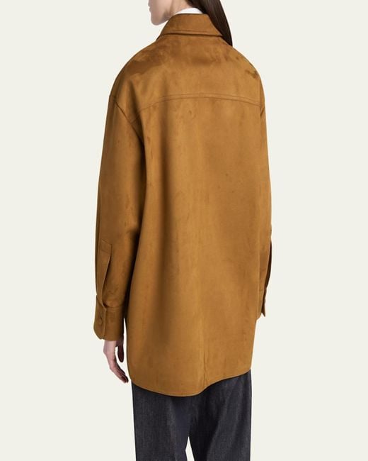 Stella McCartney Brown Long-Sleeve Alter Suede Overshirt