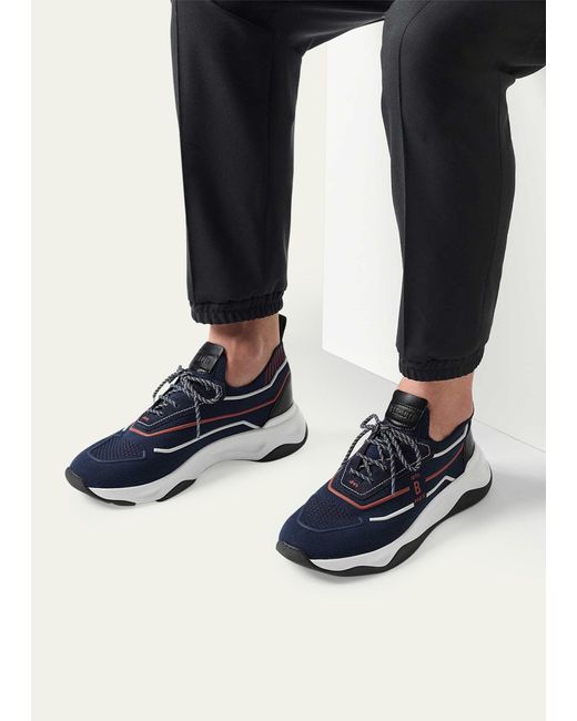 Berluti Blue Shadow Knit Runner Sneakers for men