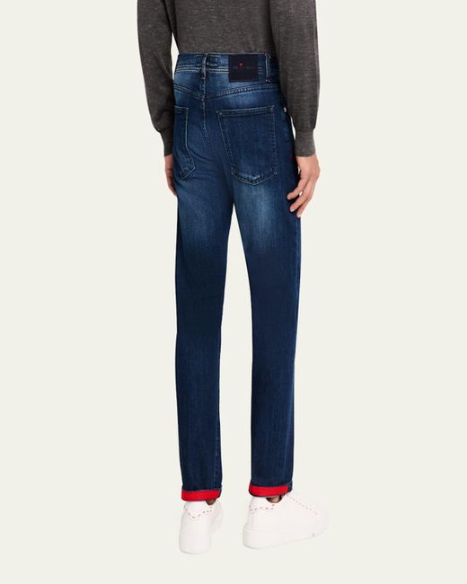 Kiton Blue Slim-Fit Dark Wash Jeans for men