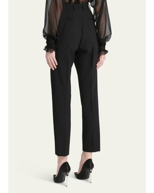 Dolce & Gabbana Black Cropped Straight-leg Wool Pants