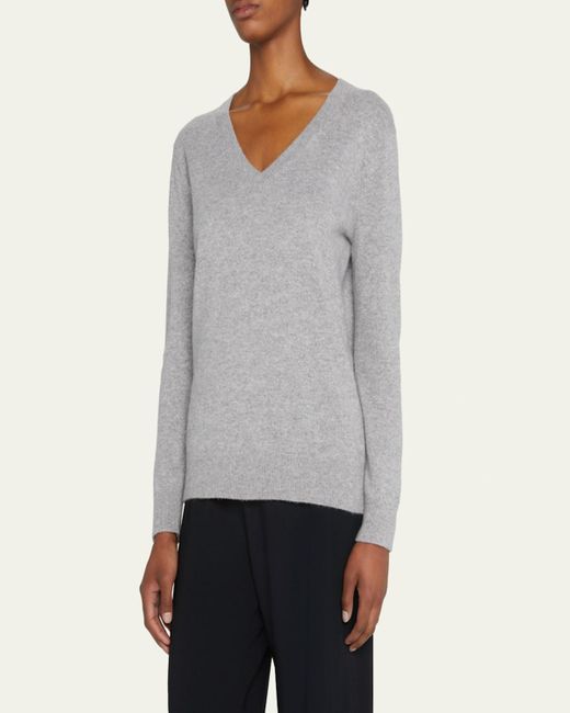 Vince White Weekend V-Neck Cashmere Pullover Sweater