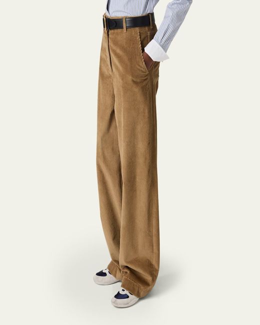 Miu Miu Natural Corduroy Wide-Leg Pants