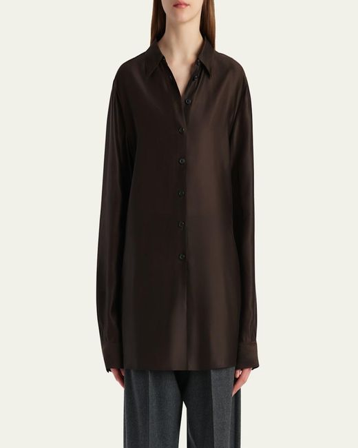 Khaite Black Auryn Button-Down Twill Top