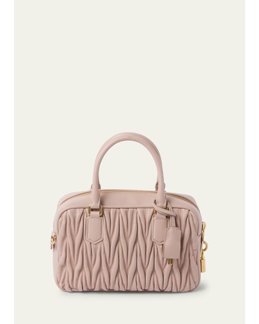 Miu Miu Pink Quilted Leather Zip Crossbody Bag