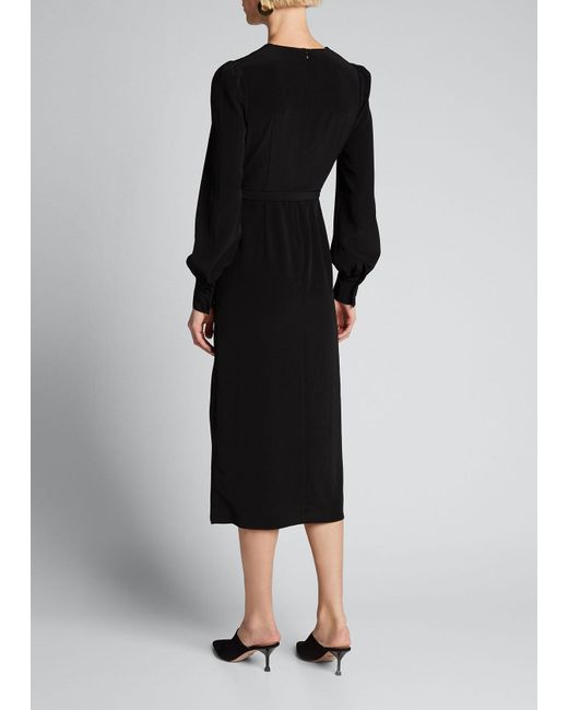 Co. Synthetic Tifa Stretch Crepe Long-sleeve Belted Dress in Black - Lyst
