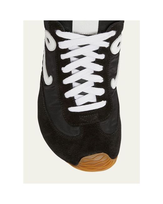 Loewe White Flow Runner Suede And Leather Sneakers