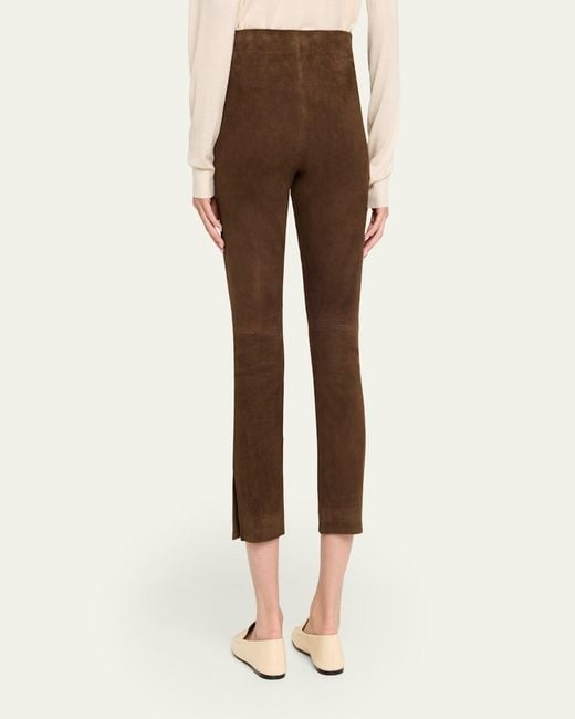 Vince Black Stretch-Suede Split Hem Crop Pants