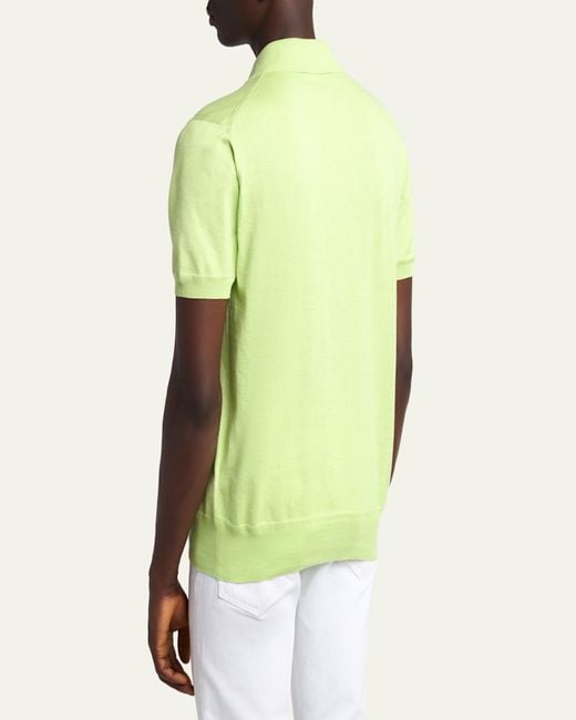 Tom Ford Green Classic-Fit Cotton Knit Polo Shirt for men