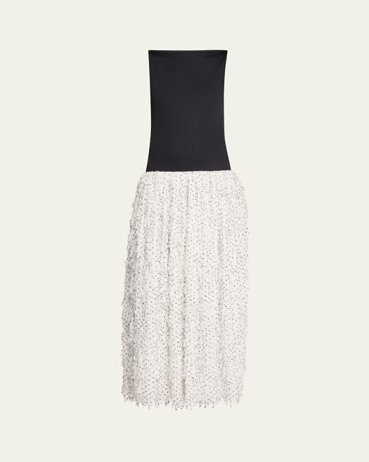 Anna Quan White Juni Fringe Drop-Waist Midi Dress