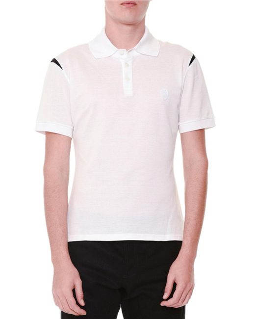 Alexander McQueen White Short-sleeve Logo Polo Shirt W/ Shoulder Detail for men