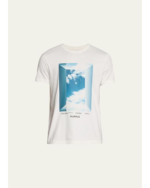 Purple Blue Window Sky-print T-shirt for men
