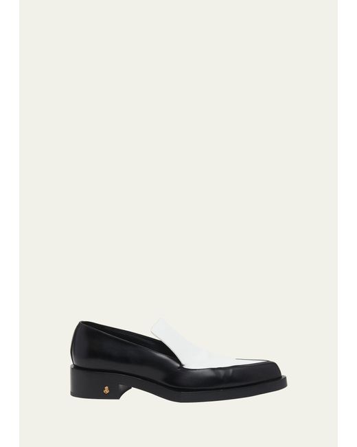 Jil Sander White Bicolor Leather Slip-on Loafers
