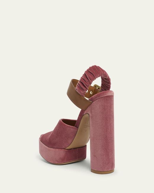 Chloé Pink Aria Ankle-Strap Platform Sandals