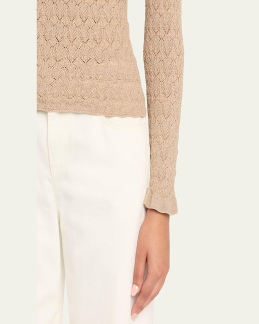 Sea Natural Ruby Crewneck Pointelle Knit Sweater