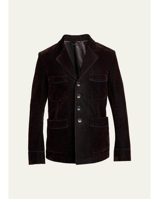 Tom Ford Black Wool Patch Pocket Single-Breasted Blazer for men