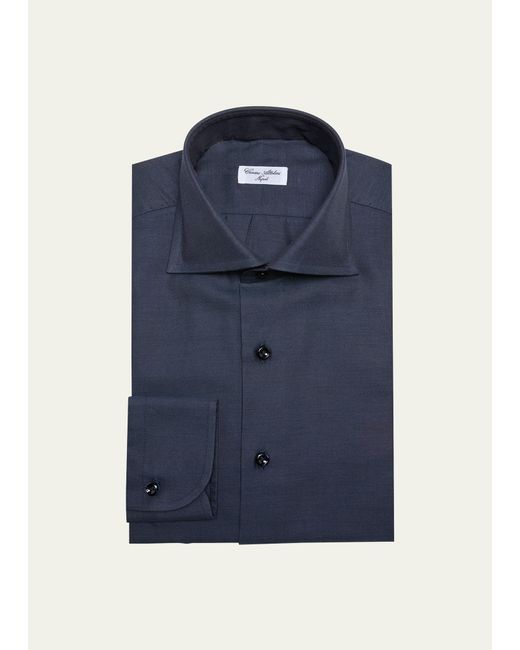 Cesare Attolini Blue Cotton-cashmere Dress Shirt for men