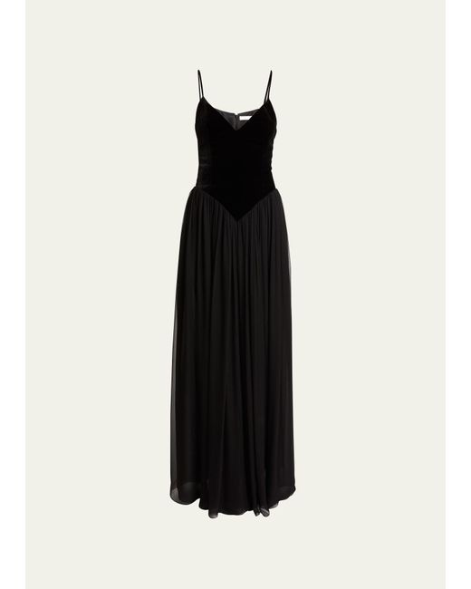 Chloé Black Velvet V-waist Fit-flare Gown