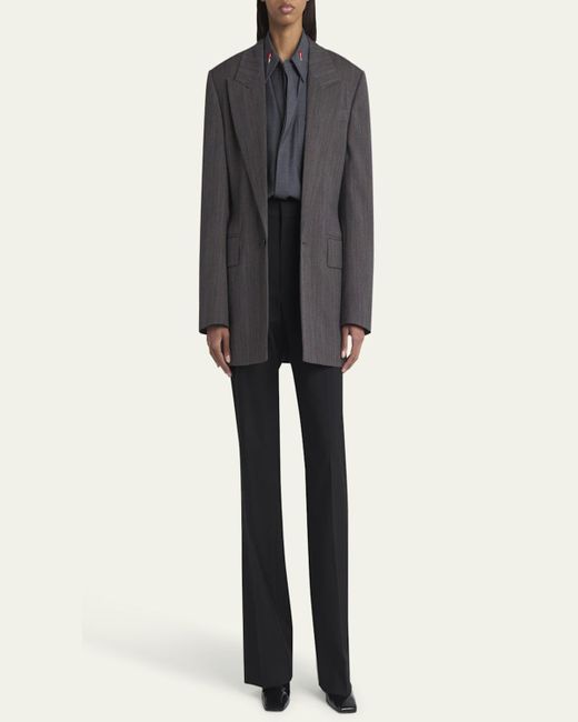 Bottega Veneta Gray Subtle Stripe Melange Wool Jacket