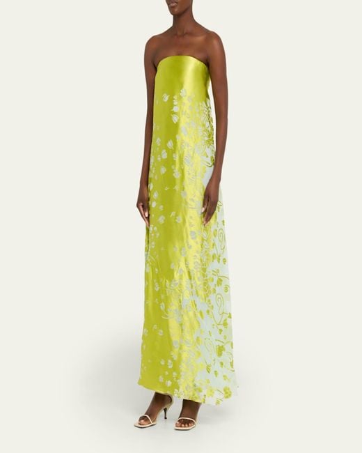 Christopher Esber Yellow Strapless Burnout Maxi Dress