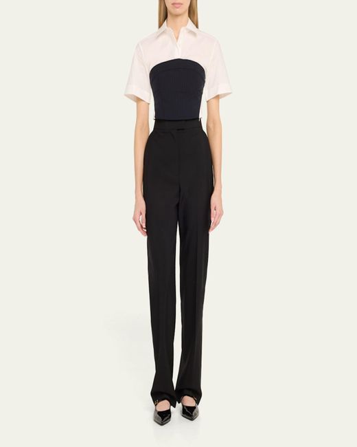 Jonathan Simkhai Black Granger Short-Sleeve Combo Top