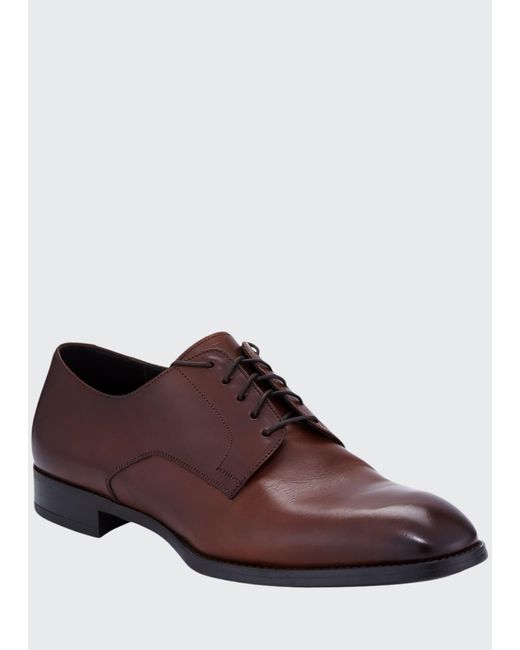 Leather Derby Shoes in Brown for Men 