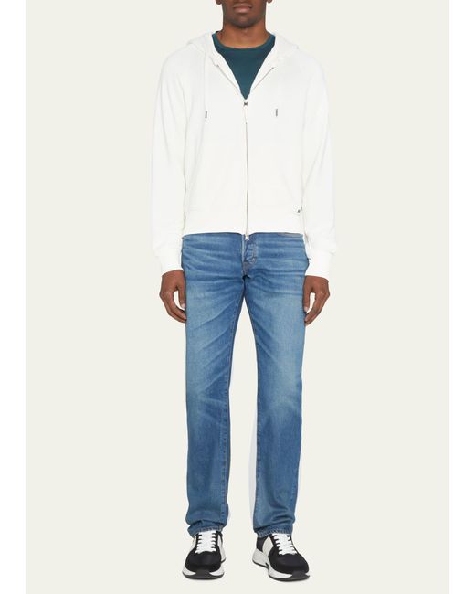 Tom Ford Natural Solid Hooded Zip Sweater for men
