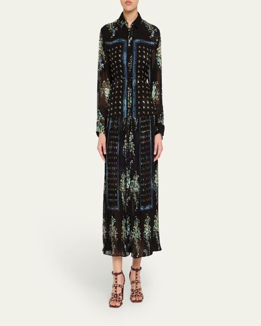 Ulla Johnson Black Emilie Drop-Waist Long-Sleeve Midi Shirt Dress