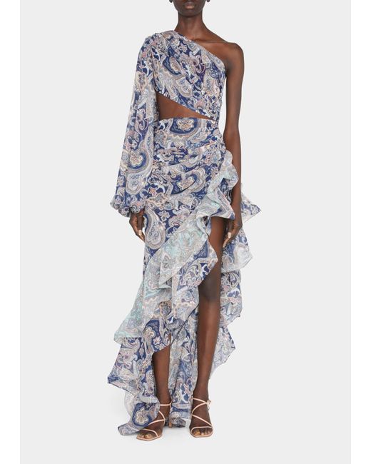 Bronx and Banco Sara Blue Cutout Oneshoulder Gown in White Lyst