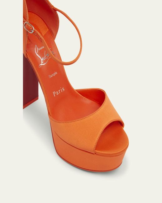 Christian Louboutin Pink 130Mm Sandaloo Silk Ankle-Strap Platform Sandals