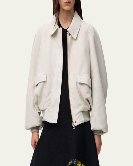 Loewe Natural Suede Oversized Bomber Jacket