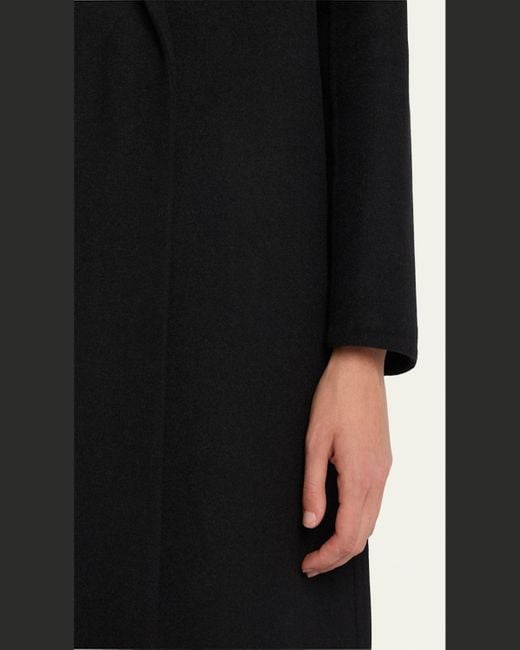 Vince Black Classic Straight Wool-Blend Coat
