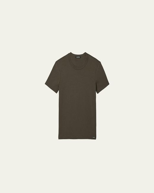Tom Ford Green Solid Stretch Jersey T-Shirt for men