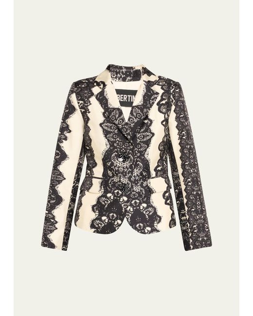Libertine White Venetian Lace Short Blazer Jacket With Crystal Buttons